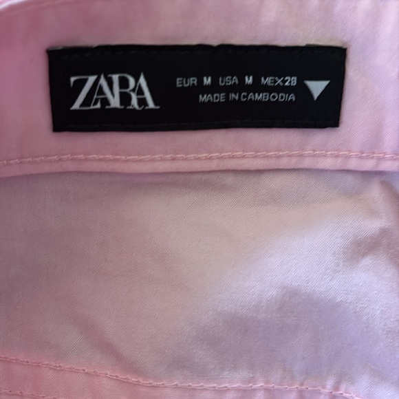 NWT Zara Light Pink Straight Leg High Waist Baggy Trousers Pants - M - Picture 12 of 16